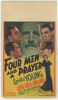 9g0016 FOUR MEN & A PRAYER mini WC 1938 John Ford, Loretta Young, Greene, Niven, Sanders, rare!