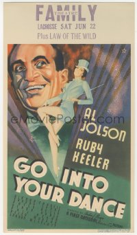 9g0002 GO INTO YOUR DANCE mini WC 1935 great art of Al Jolson & real wife Ruby Keeler, ultra rare!