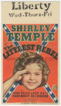 9g0003 LITTLEST REBEL mini WC 1935 Shirley Temple saluting over Confederate flag, ultra rare!