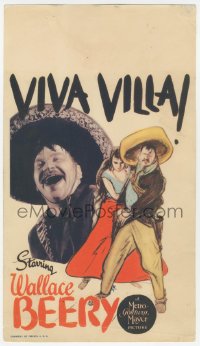9g0035 VIVA VILLA mini WC 1934 great c/u of laughing Wallace Beery as Pancho + sexy Fay Wray, rare!