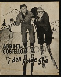 9g0272 HIT THE ICE Danish program 1947 great different images of wacky Abbott & Costello skiing!