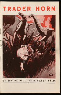 9g0279 TRADER HORN Danish program 1931 cool art of hunter Harry Carey, Edwina Booth & elephants!