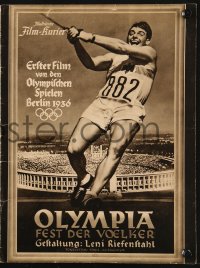 9g0174 OLYMPIAD German program 1938 Leni Riefenstahl's 1936 Berlin Olympics documentary!