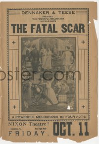 9g0326 FATAL SCAR stage play herald 1907 the powerful circus melodrama in 4 acts, rare!