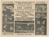 9g0331 ROAR OF THE CROWD herald 1930s all the great Joe Louis boxing fights in one picture!