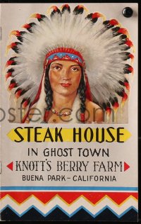 9g0084 KNOTT'S BERRY FARM brochure menu 1950s Steak House in Ghost Town in Buena Park, California!
