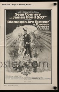 9g0856 DIAMONDS ARE FOREVER pressbook 1971 McGinnis art of Sean Connery as James Bond 007!