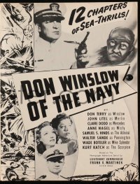 9g0858 DON WINSLOW OF THE NAVY pressbook R1952 entire serial, Don Terry in the title role, John Litel!
