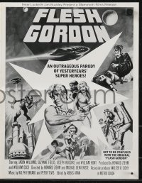 9g0866 FLESH GORDON pressbook 1974 sexy sci-fi spoof, different wacky erotic super hero art!