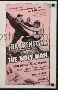 9g0867 FRANKENSTEIN MEETS THE WOLF MAN pressbook R1950s Bela Lugosi, Ilona Massey & Lon Chaney Jr.!