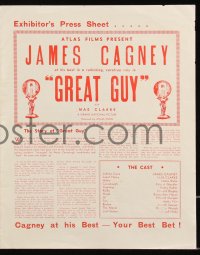 9g0817 GREAT GUY Australian pressbook 1939 great different artwork of James Cagney, ultra rare!