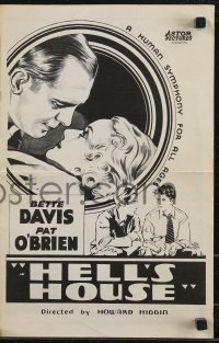 9g0876 HELL'S HOUSE pressbook R1930s super young Bette Davis, Pat O'Brien, cool different images!