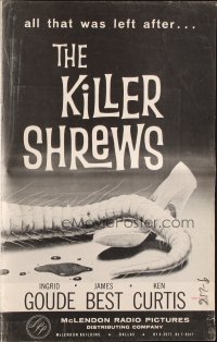 9g0885 KILLER SHREWS/GIANT GILA MONSTER pressbook 1959 great monster artwork, sci-fi double-bill!