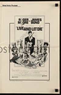 9g0888 LIVE & LET DIE pressbook 1973 Roger Moore as James Bond, art by Robert McGinnis!