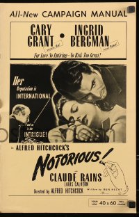 9g0895 NOTORIOUS pressbook R1954 Cary Grant, Ingrid Bergman, Claude Rains, Alfred Hitchcock classic!