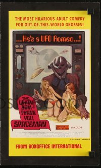 9g0919 WHAM-BAM-THANK YOU SPACEMAN! pressbook 1975 he's a UFO Romeo, wacky sci-fi sexploitation!