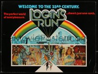 9g0473 LOGAN'S RUN promo brochure 1976 Michael York, Agutter, die-cut, includes screening program!