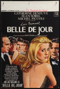 9h0485 BELLE DE JOUR Belgian 1967 Luis Bunuel, close up art of sexy Catherine Deneuve!