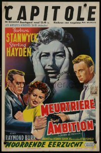 9h0500 CRIME OF PASSION Belgian 1957 different art of Barbara Stanwyck, Sterling Hayden!