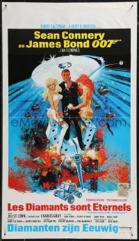 9h0506 DIAMONDS ARE FOREVER Belgian 1971 art of Sean Connery as James Bond by Robert McGinnis!