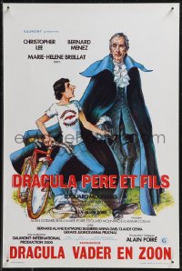 9h0508 DRACULA & SON Belgian 1976 wacky art of Christopher Lee & his vampire son by Berry!