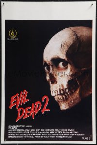 9h0515 EVIL DEAD 2 Belgian 1987 Sam Raimi, Bruce Campbell is Ash, Dead By Dawn, creepy skull with eyes!