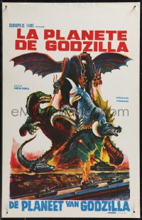 9h0527 GODZILLA ON MONSTER ISLAND Belgian 1970s completely different artwork of fighting monsters!