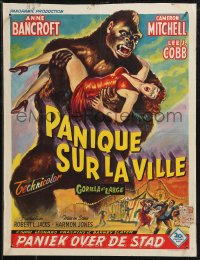 9h0531 GORILLA AT LARGE Belgian 1954 great art of giant ape holding screaming sexy Anne Bancroft!