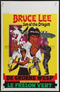 9h0532 GREEN HORNET Belgian 1974 cool art of Van Williams & giant Bruce Lee as Kato!