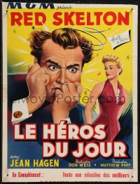 9h0533 HALF A HERO Belgian 1953 great artwork of Red Skelton & sexy Jean Hagen!