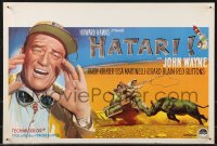 9h0535 HATARI Belgian 1962 Howard Hawks, great art of John Wayne in Africa!