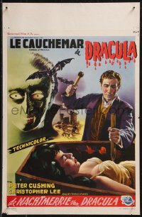 9h0540 HORROR OF DRACULA Belgian 1958 c/u of Peter Cushing driving stake into vampire's heart!