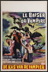 9h0551 KISS OF THE VAMPIRE Belgian 1963 Hammer, art of giant devil bats summoned from Hell!