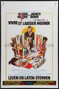 9h0559 LIVE & LET DIE Belgian 1973 art of Roger Moore as James Bond 007 by Robert McGinnis!