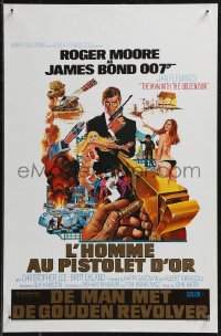 9h0564 MAN WITH THE GOLDEN GUN Belgian 1974 art of Roger Moore as James Bond by Robert McGinnis!