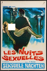 9h0575 NIGHT OF THE DAMNED Belgian 1971 Filippo Walter Ratti, art of man carrying naked woman!