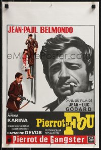 9h0581 PIERROT LE FOU Belgian 1969 Jean-Luc Godard, Jean-Paul Belmondo, Anna Karina, different!