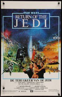 9h0591 RETURN OF THE JEDI Belgian 1983 George Lucas classic, cool different art by Michel Jouin!
