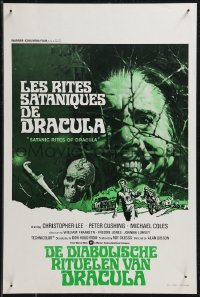 9h0595 SATANIC RITES OF DRACULA Belgian 1974 great artwork of Christopher Lee as vampire!