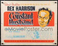 9h0015 CONSTANT HUSBAND Canadian 1955 wacky art of Rex Harrison running from many women!