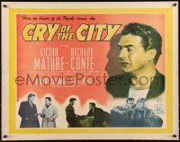 9h0017 CRY OF THE CITY English 1/2sh 1949 different film noir art of Victor Mature, Richard Conte!