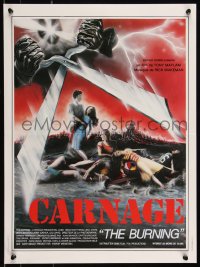9h0657 BURNING French 16x21 1982 great summer camp giant scissor killer horror artwork by Ambrieu!