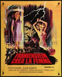 9h0689 FRANKENSTEIN CREATED WOMAN French 17x21 1967 cool art of Peter Cushing & sexy Susan Denberg!
