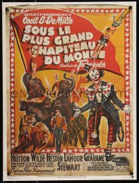 9h0699 GREATEST SHOW ON EARTH French 16x21 R1970s Cecil B. DeMille circus classic, great Soubie art!