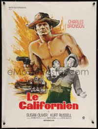 9h0700 GUNS OF DIABLO French 18x24 1970 Kurt Russell, cool art of barechested cowboy Charles Bronson