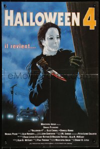 9h0701 HALLOWEEN 4 French 16x24 1990 cool different Micollet art of Michael Myers with bloody knife!