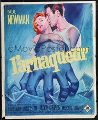 9h0713 HUSTLER French 18x22 1962 Grinsson art of pool pro Paul Newman & sexy Piper Laurie!