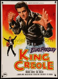 9h0725 KING CREOLE French 16x21 R1980s great full-length art of Elvis Presley by Jean Mascii!