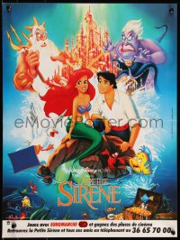 9h0737 LITTLE MERMAID French 16x21 1990 great image of Ariel & cast, Disney underwater cartoon!