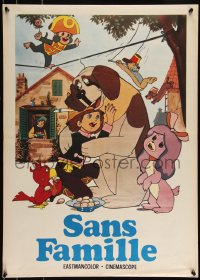 9h0738 LITTLE REMI & FAMOUS DOG CAPI French 20x28 1970 cute early Japanese anime!